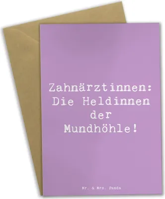 Produktbild von Mr. & Mrs. Panda Grußkarte Spruch Zahnärztin Heldin - Lavendeltraum - Geschenk, personalisierte Geschenke, hochzeitskarten, Grußkarten, weihnachtskarten, babykarte, Beruf