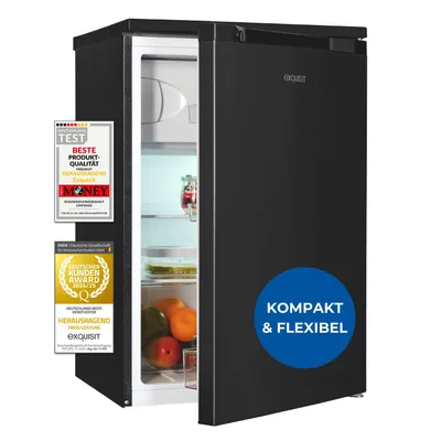 Produktbild von Exquisit Kühlschrank mit Gefrierfach, 4-Sterne-Gefrieren, 2 Glasablagen, 107l Nutzinhalt, Innenbeleuchtung, 37 Dezibel, KS515-4-051C inoxlook-az