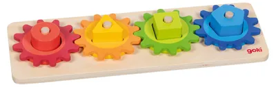 Produktbild von Goki Sortierspiel Formen mit Zahnrädern aus Holz ab 2 Jahren