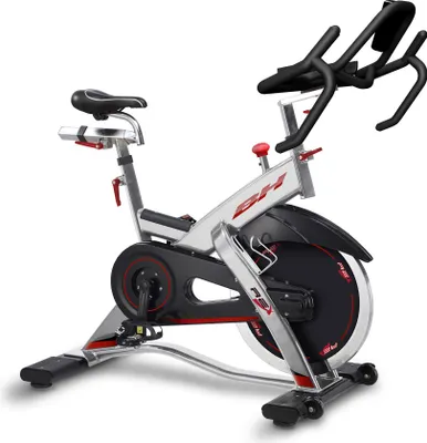 Obrázok produktu pre BH Fitness Rex Electronic, Stacionárny bicykel, 150 kg, Čierna, Červená, Strieborná, Senzory v rukoväti, Zvislý / vodorovný, LCD