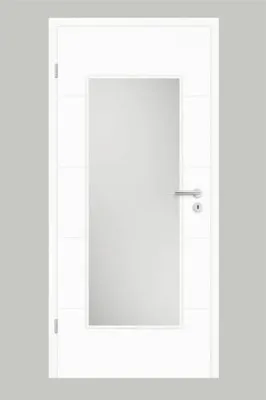 Produktbild von Pertura Zimmertür Perla 05 Design weiß lackiert (ähnlich RAL 9003) 98,5 x 198,5 cm Links mit Lichtausschnitt HD (ohne Gl