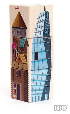 Produktbild von Bajo Holzpuzzle 4 Türme - pädagogisches Spielzeug Bausteine