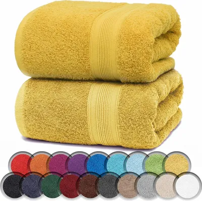Produktbild von Frottier SAUNATÜCHER 2er Pack 80x200cm, 100% Baumwolle, Gelb