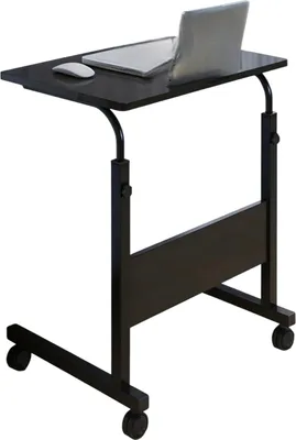 Produktbild von Laptop Tisch auf Rollen – Höhenverstellbar (71-98 cm) – 60 cm Breite – Mobiles Bürotischlein – Schwarz für Zuhause und Büro