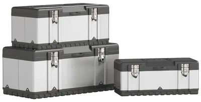 Produktbild von HOMCOM Werkzeugkoffer 3er Set leer Werkzeugkasten mit abnehmbarem Tablett