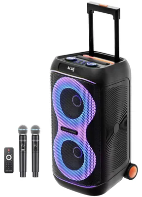 Image de Système de karaoké portable - Puissance de 600 W avec 2 microphones rechargeables et éclairage LED