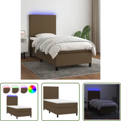 Produktbild von The Living Store Boxspringbett mit Matratze & LED Dunkelbraun 90x200 cm Stoff