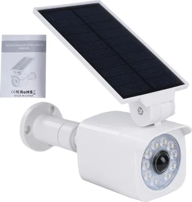 Produktbild von Solar LED Bewegungsmelder Lampe mit Fake Überwachungskamera – Wasserdichte Solar Garten Wandlampe für Außenbereich