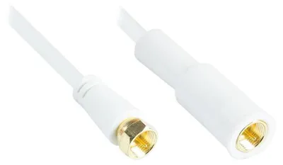 Immagine prodotto di Cavo piatto per antenna SAT, connettori F su entrambe le estremità (placcati in oro), doppia schermatura (80 dB / 75 Ohm), rame, rivestimento protettivo contro le intemperie su un lato, bianco, 7,5 m, Good Connections®