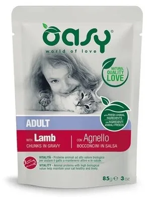 Image de OASY Chunks in gravy Lamb - nourriture humide pour chats - 85 g