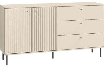 Produktbild von Kommode ALVARO 04 kaschmir mit Soft-Close und schwarzen Metallfüßen 85x160x40 cm