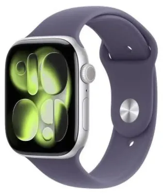 Zdjęcie produktu dla Apple Watch Series 11 (2025) GPS 46mm Srebrna obudowa z aluminium, Sportowa opaska Purple Fog M/L UE MEVA4