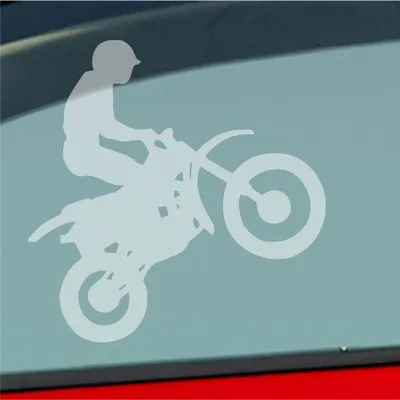 Produktbild von Auto Aufkleber Motorcross Motorrad Bike Tuning 10x9 cm Milchglas Sticker Heckscheibenaufkleber
