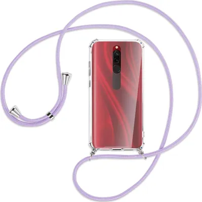 Produktbild von Handykette Backcover-Schutzhülle mit Band (Metall silberfarben) für Xiaomi Redmi 8 - violett