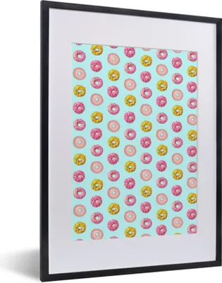 Produktbild von MuchoWow® MuchoWow® Gerahmtes Poster Donut - Muster - Farben 30x40 cm - Poster mit zchwarzem Bilderrahmen - Wandposter Schlafzimmer