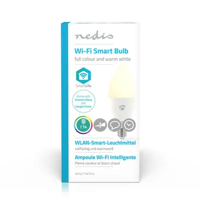 Produktbild von Nedis WIFILC11WTE14, 4,5 W, 35 W, E14, 350 lm, 25000 h, Multi, Warmweiß