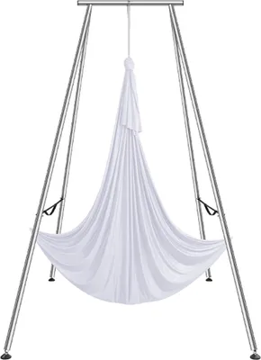 An aerial yoga hammock and frame set.