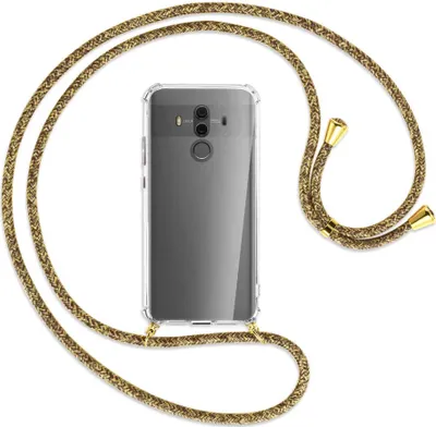 Produktbild von Handykette Backcover-Schutzhülle mit Band (Metall goldfarben) für Huawei Mate 10 Pro - braun+beige
