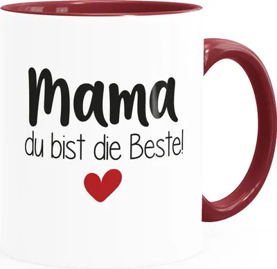 Produktbild von Kaffee-Tasse Mama du bist die Beste Danke sagen Geschenk für Mama Muttertag Weihnachten SpecialMe® inner-bordeaux Keramik-Tasse