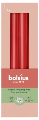 Produktbild von Bolsius Spitzkerzen zartrot 24,5 cm Ø 2,4 cm 4 Stück