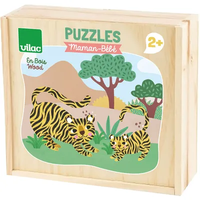 Produktbild von Vilac Holzpuzzle Mutter-Baby Tiere pädagogisches Spielzeug