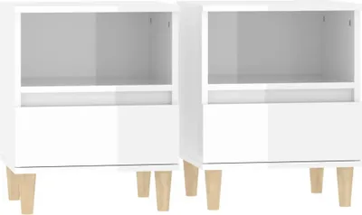 Produktbild von Nachttische 2 Stk. Hochglanz-Weiß 40x35x50 cm