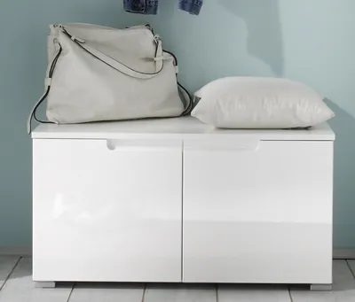 Produktbild von Schuhbank SPICE Garderobenbank Garderobe Schuhschrank 2 Türen 80cm weiß