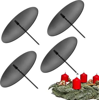 Produktbild von Kerzenhalter Adventskranz - Adventskartenhalter - 4 Stück - Schwarz - Metall - 6 cm