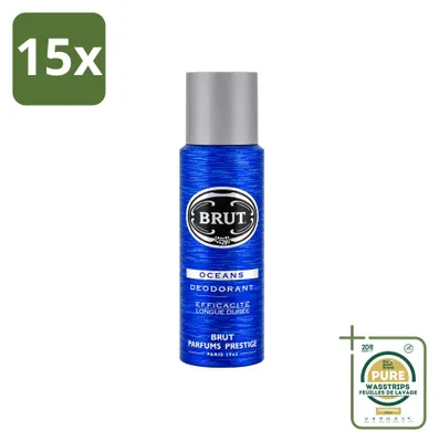 Productafbeelding van 15 x Brut Oceans Deodorant Spray - 200 ml - Voorraadverpakking - 15 stuks