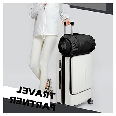 Produktbild von Faltbarer Sport-Turnbeutel mit Nass-Trockentasche, ultraleichte Reisetasche, große Kapazität, spritzwassergeschützt, Handgepäcktasche, Schwarz