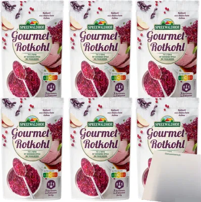 Produktbild von Spreewaldhof Gourmet-Rotkohl Fix und Fertig mit geriebenen Äpfeln und Preiselbeeren 6er Pack (6x400g Packung) + usy Block