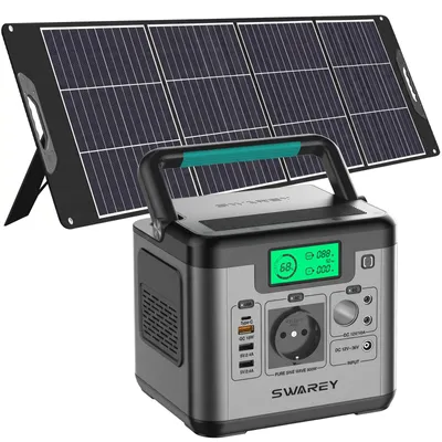 Zdjęcie produktu dla Przenośna elektrownia 500W (wartość szczytowa 1000W) Powerstation Powerstation 518Wh/144000mAh Generator solarny Generator solarny Magazyn energii z panelami słonecznymi 200W Systemy solarne Ładowarka solarna Ogniwo słoneczne Pojemnik na baterie Ładowarka Powerbank Type-C/USB do zasilania awaryjnego / kempingowego / awaryjnego / podróżnego / CPAP / samochodów kempingowych / domu