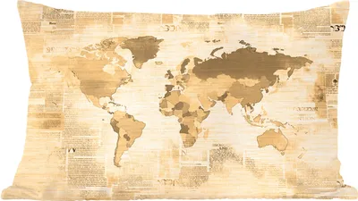 Produktbild von MuchoWow® Zierkissen Sofakissen Wohnzimmer Dekokissen 50x30 cm Karte - Jahrgang - Zeitung - Wohnzimmerdekoration - Polster mit Photo