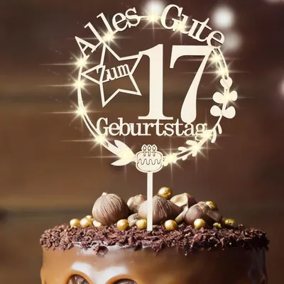 Produktbild von Holzdekoration für Geburtstagstorte, 17. Geburtstag, Mädchen