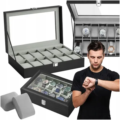 Obrázok produktu pre Songmics Organizér na hodinky s 12 priehradkami, čierny
