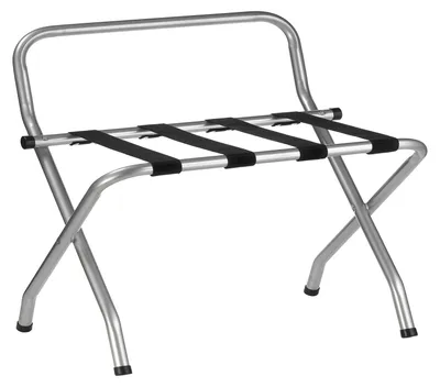 Produktbild von Kofferständer SUITE mit Wandschutz, Kofferbock Kofferablage, Metall grau  lackiert, klappbar
