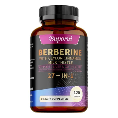Produktbild von Berberine + Ceylon Cinnamon, Milk Thistle (120 Kapseln) Nahrungsergänzungsmittel, Leber, Darm, Darmgesundheit, Immunsystem, Reinigung, Entgiftung