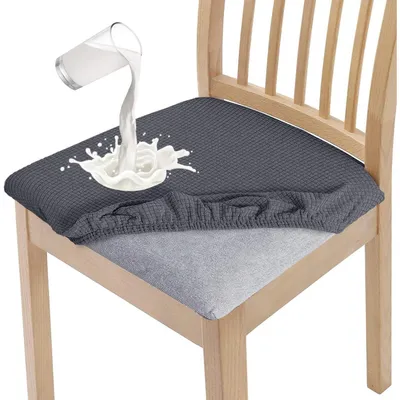 Immagine prodotto di Set di 6 coprisedie per sala da pranzo, colore grigio, impermeabili, elasticizzati e lavabili