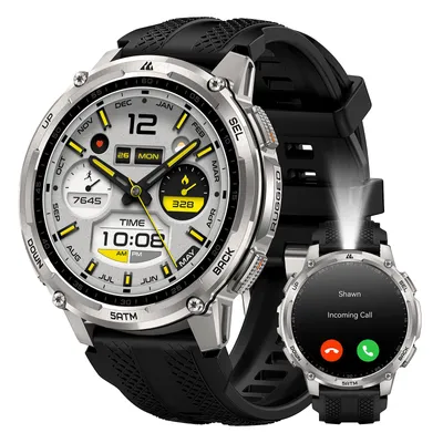 Produktbild von KOSPET T4C Herren-Smartwatch mit GPS, LED-Taschenlampe und Walkie-Talkie, Ganzmetallgehäuse, 5 ATM wasserdicht – Silber