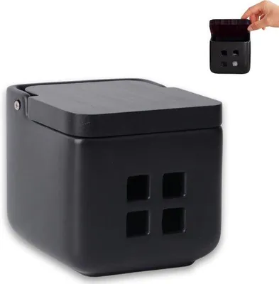 Produktbild von Keramische und Bambus-Knoflookdose in Schwarz, 11,5 cm