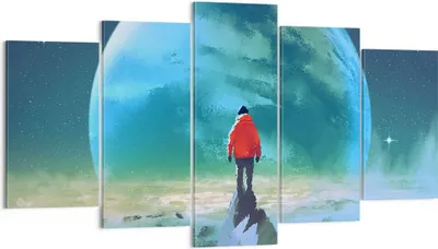 Produktbild von Bild auf Leinwand - Leinwandbild - Mann Planet - 160x85cm - Wand Bild - Wanddeko - Wandbilder - Leinwanddruck - Bilder - Kunstdruck - Wanddekoration - Leinwand bilder - Wandkunst - EA160x85-3869