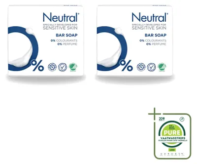 Productafbeelding van 2 x Neutrale zeepblokken, parfumvrij - 100 g - Grote verpakking - 2 stuks