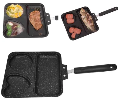 Immagine prodotto di Omgoods - Padella antiaderente 3 in 1 con manico - Ideale per la colazione