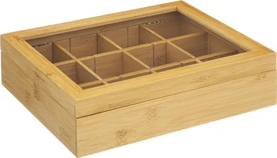 Produktbild von 5Five Teedose hellbraun - 12 Facher - Bambus - 23 x 28 x 7 cm