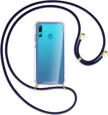 Produktbild von Handykette Backcover-Schutzhülle mit Band (Metall goldfarben) für Huawei P Smart Plus 2019 - dunkelblau
