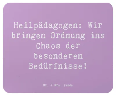 Produktbild von Mr. & Mrs. Panda Mouse Pad Spruch Heilpädagogin Chaosordnung - Lavendeltraum - Geschenk, Unterstützung, Mut, individuelle Aufmerksamkeit, mauspad laptop, Mousepad, Beruf