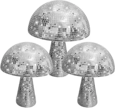 Produktbild von Große silberne Disco-Dekoration, 3-teilig, für Party