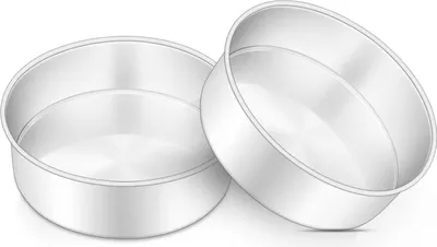 Produktbild von Backform, Set von 2, rostfreies Stahl, rund, Kuchenform, Backformen für Geburtstag, Hochzeit, Weihnachten, Kuchen, ungiftig und gesund, leicht zu reinigen und spülmaschinenfest, 16 cm