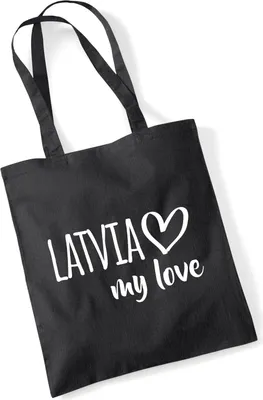 Produktbild von Huuraa Jutebeutel Latvia my love 10 Liter Black Baumwolle Tasche Geschenkidee