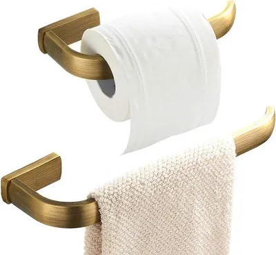 Produktbild von Badezimmer-Set, 2-teilig, Bronze, Wandmontage, Handtuchhalter